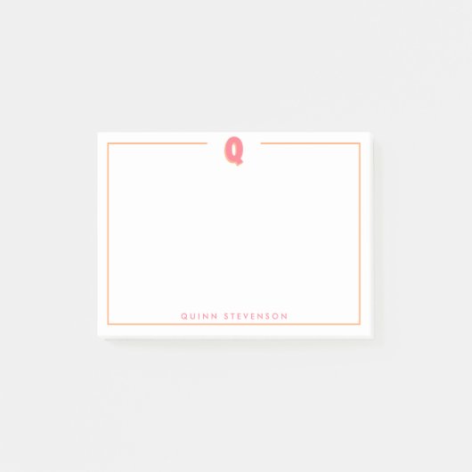 Elegant Personalized Monogram 3D Letter Q Initial  Post-it Klebezettel (Vorderseite)