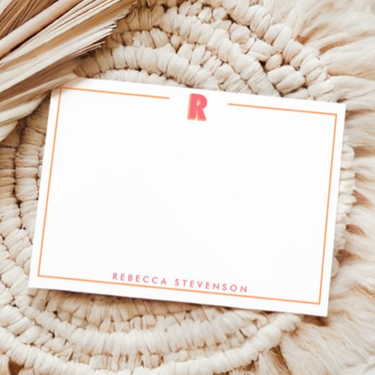 Elegant Personalized Monogram 3D Letter R Initial Mitteilungskarte