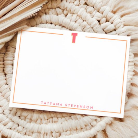 Elegant Personalized Monogram 3D Letter T Initial Mitteilungskarte