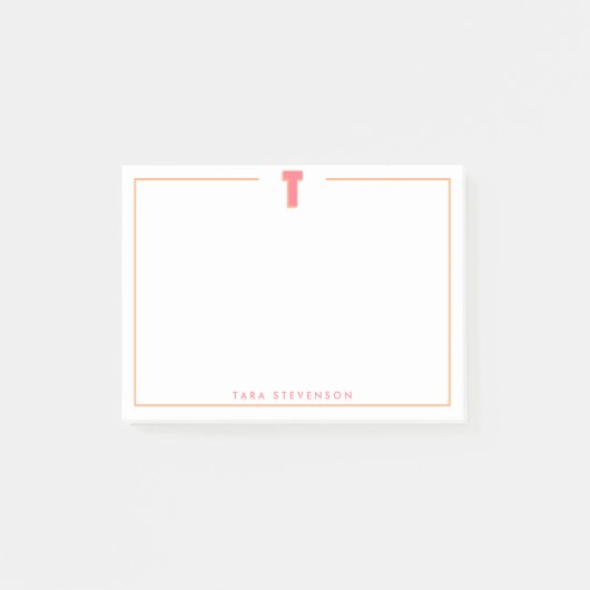 Elegant Personalized Monogram 3D Letter T Initial  Post-it Klebezettel (Vorderseite)