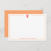 Elegant Personalized Monogram 3D Letter V Initial  Mitteilungskarte (Vorne/Hinten)