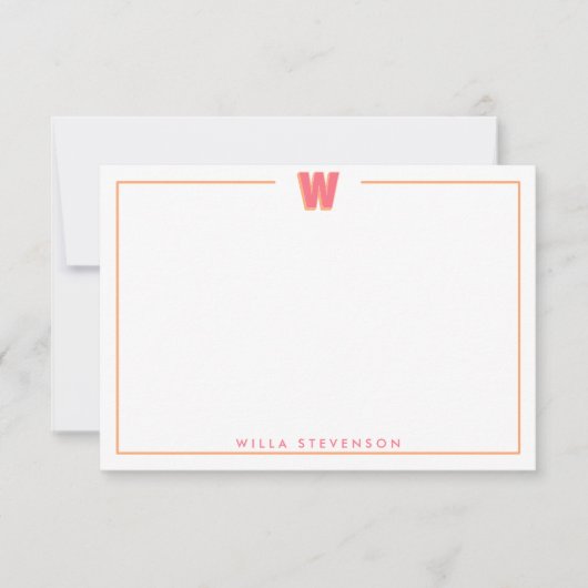 Elegant Personalized Monogram 3D Letter W Initial  Mitteilungskarte (Vorderseite)