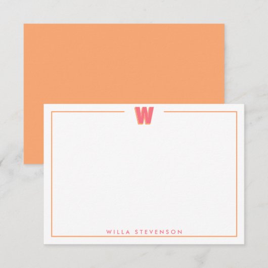 Elegant Personalized Monogram 3D Letter W Initial  Mitteilungskarte (Vorne/Hinten)