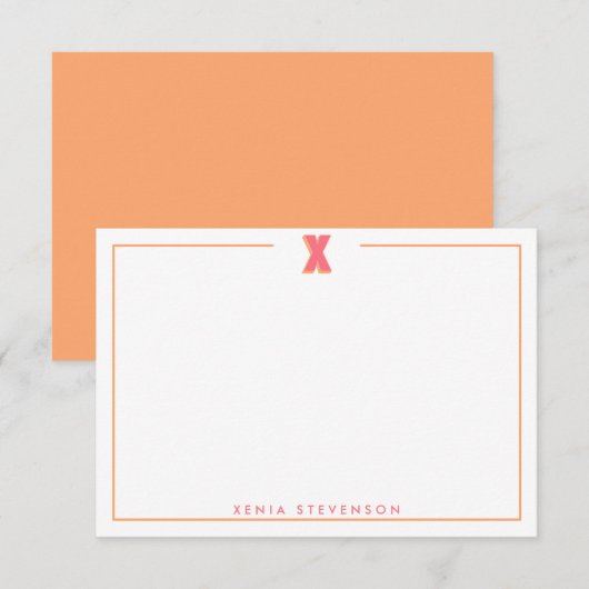 Elegant Personalized Monogram 3D Letter X Initial  Mitteilungskarte (Vorne/Hinten)