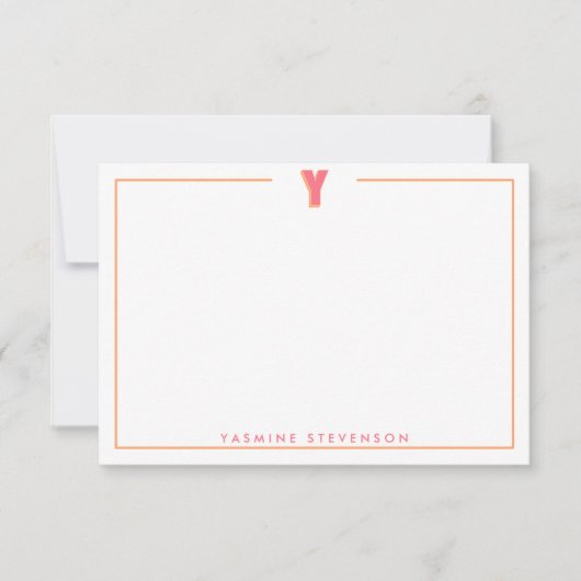 Elegant Personalized Monogram 3D Letter Y Initial Mitteilungskarte (Vorderseite)