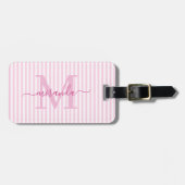 Elegant Personalized Monogram Pink Stripes Gepäckanhänger (Vorderseite horizontal)