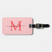 Elegant Personalized Monogram Red Stripe Gepäckanhänger (Vorderseite horizontal)