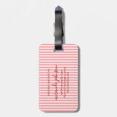 Elegant Personalized Monogram Red Stripe Gepäckanhänger (Rückseite vertikal)