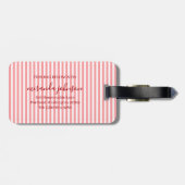 Elegant Personalized Monogram Red Stripe Gepäckanhänger (Rückseite horizontal)