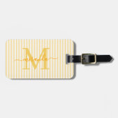 Elegant Personalized Monogram Yellow Stripes Gepäckanhänger (Vorderseite horizontal)