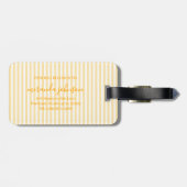 Elegant Personalized Monogram Yellow Stripes Gepäckanhänger (Rückseite horizontal)