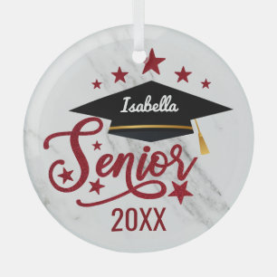 Elegant personalized Name Graduation senior 2022 Ornament Aus Glas