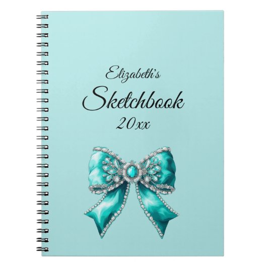 Elegant Personalized Name Notebook with Bow Notizblock (Vorderseite)