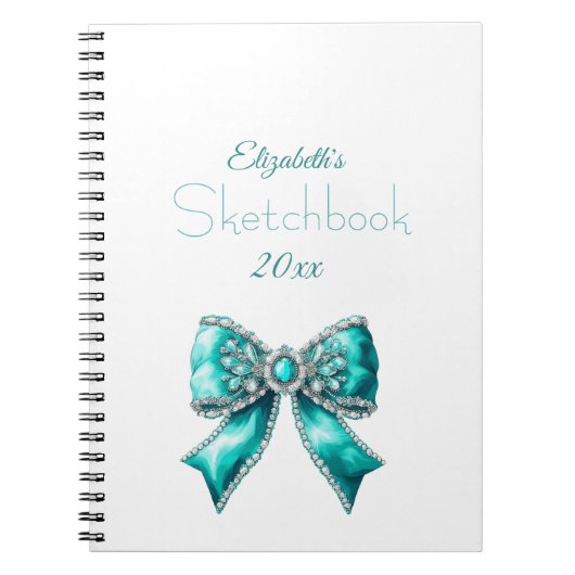 Elegant Personalized Name Notebook with Bow Notizblock (Vorderseite)