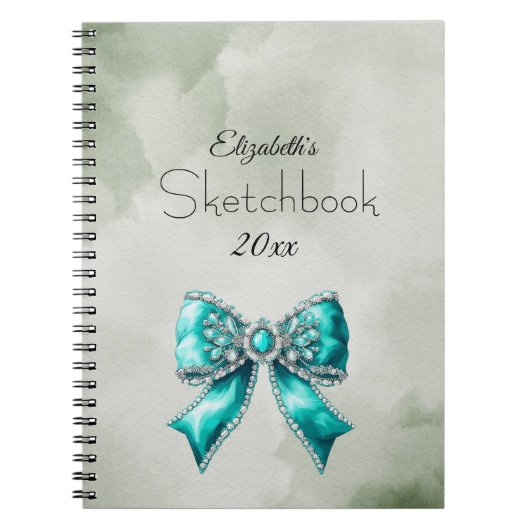 Elegant Personalized Name Notebook with Bow Notizblock (Vorderseite)