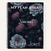 Elegant Personalized Name Peonies Journal Notebook Notizblock (Vorderseite)