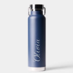 Elegant Personalized Name Script Water Bottle Trinkflasche<br><div class="desc">Stay hydrated in style with this Elegant Personalized Name Script Water Bottle. Featuring a sophisticated, hand-written cursive font on a clean matte navy finish, this thermal bottle is designed for the modern minimalist. Its "human-centered" design makes it a thoughtful, high-end gift for bridesmaids, birthdays, or your own daily routine. Keeps...</div>