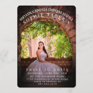 Elegant Personalized Photo Sweet Sixteen Birthday  Einladung