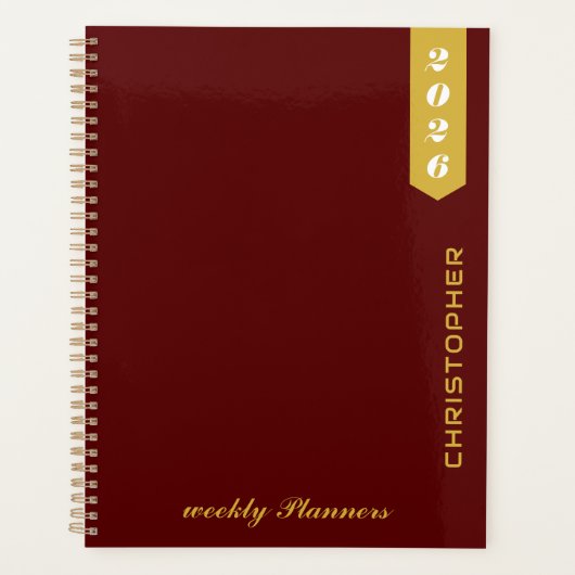Elegant Personalized Professional Script Maroon Planer (Vorderseite)