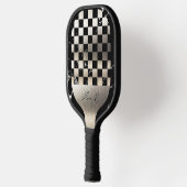 Elegant Personalized Steel and Dark Marble Pickleball Schläger (Links)