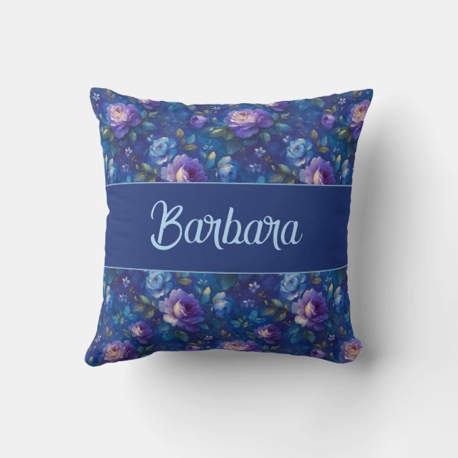 Elegant Personalized Stylish Romantic Floral Chic Kissen (Rückseite)