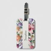 Elegant Personalized Watercolor Floral Pink Orange Gepäckanhänger (Vorderseite Vertikal)