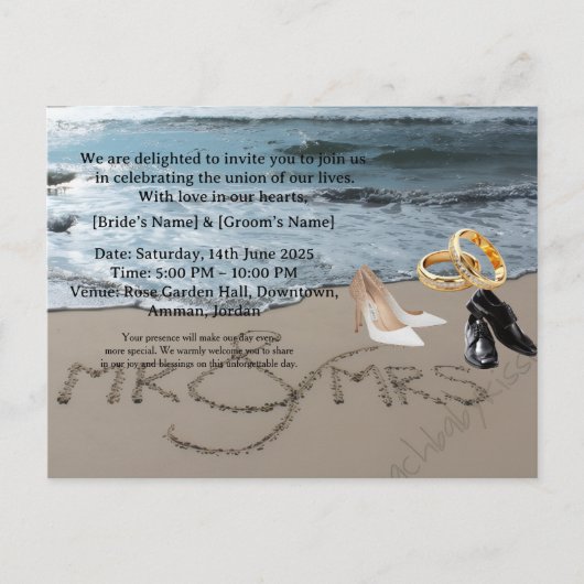 Elegant Personalized Wedding Invitation - Custom P Postkarte (Vorderseite)