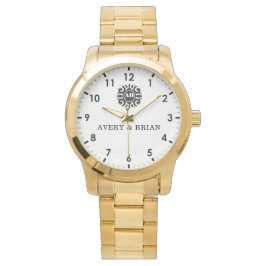 Elegant Personalized White & Black Monogram custom Armbanduhr