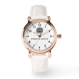 Elegant Personalized White & Black Monogram custom Armbanduhr