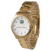 Elegant Personalized White & Black Monogram custom Armbanduhr (Schrägansicht)