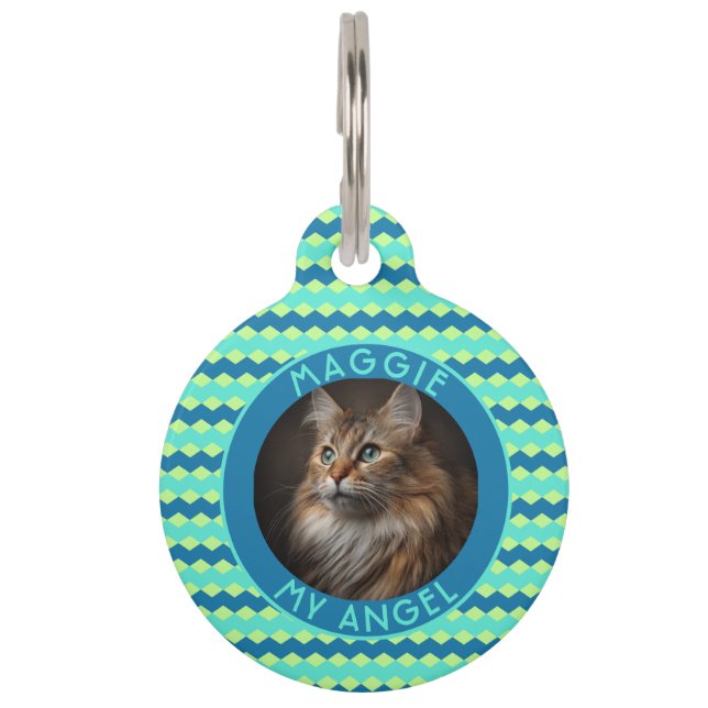 Elegant Pet Lover Gift Chevron Haustiermarke (Vorderseite)