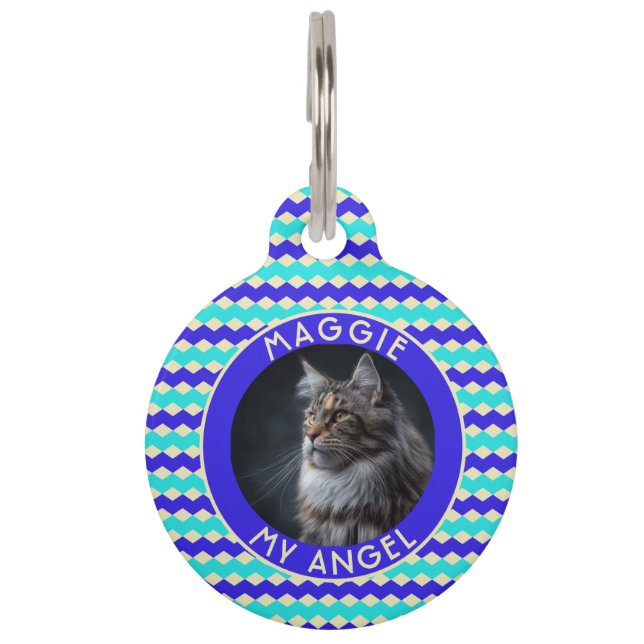 Elegant Pet Parent Gift Herringbone Haustiermarke (Vorderseite)