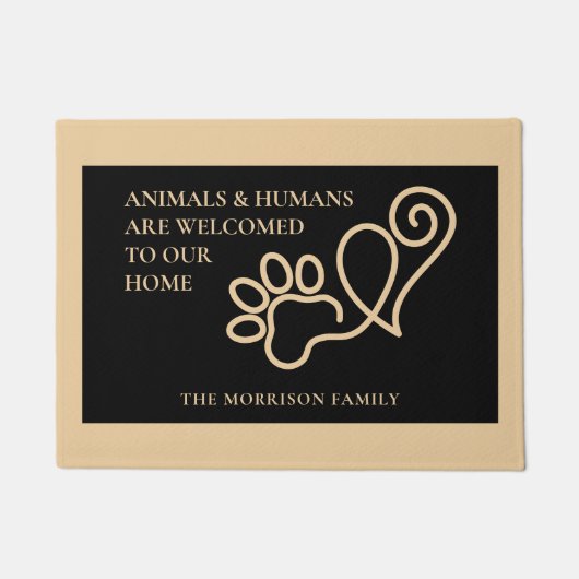 Elegant Pet Paw Print & Heart Fußmatte (Vorderseite)