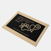 Elegant Pet Paw Print & Heart Fußmatte (Schrägansicht)
