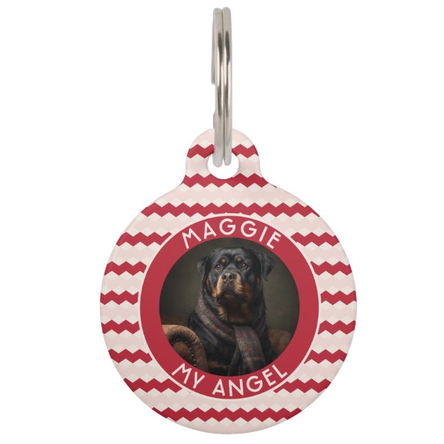 Elegant Pet Themed Gift Chevron Geometry Haustiermarke (Vorderseite)