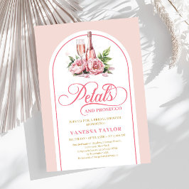 Elegant petals and prosecco blush gold invitation einladung