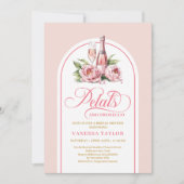 Elegant petals and prosecco watercolor invitation einladung (Vorderseite)