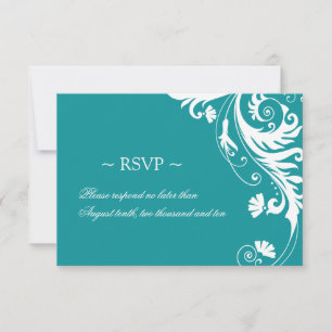 Elegant Petrol Wedding Repair Cards RSVP Karte