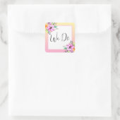 Elegant Petunias Blumengelb und Rosa machen wir Quadratischer Aufkleber (Tasche)