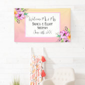 Elegant Petunias Floral Wedding Willkommen Herr un Banner (Insitu)