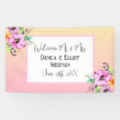 Elegant Petunias Floral Wedding Willkommen Herr un Banner (Horizontal)