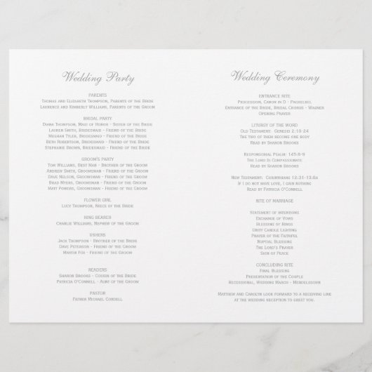 Elegant Pewter Gray Calligraphy Wedding Programs (Rückseite)