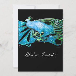 ELEGANT PFau AQUA BLAU SCHWARZ TEAL HOCHZEITSPARTY Einladung