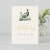 Elegant Pheasant Jagd Grüne Erwachsene Geburtstag Folieneinladung (Stehend vorne)