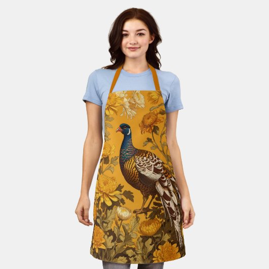 Elegant Pheasant William Morris Inspiriert Schürze (Getragen)