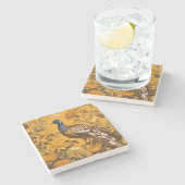 Elegant Pheasant William Morris Inspiriert Steinuntersetzer (Seitenansicht)