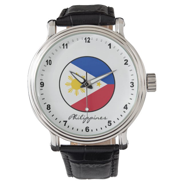 Elegant Philippines Watch & Philippine Flag Armbanduhr (Vorderseite)