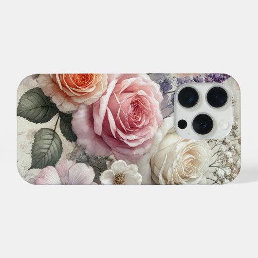 Elegant Phone Case with Pink and White Roses iPhone Hülle (Rückseite (Horizontal))
