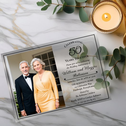 Elegant Photo 50th Wedding Anniversary Party Acryleinladungen