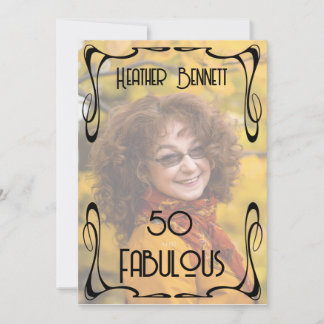 Elegant Photo Art Deco 50th Fab Birthday Einladung